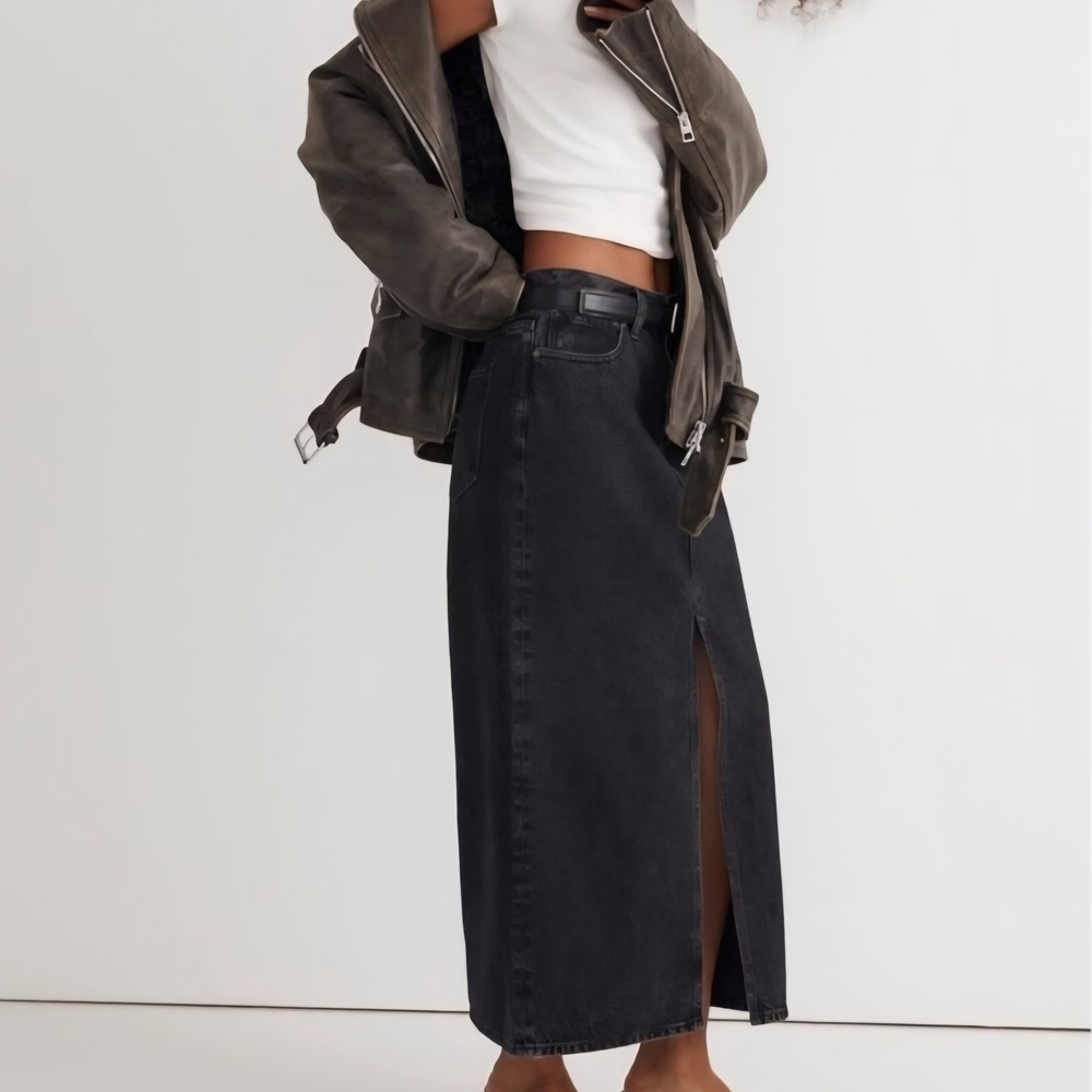 Madewell Black Maxi Skirt with Slit